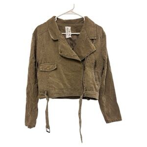 Sadie & Sage Taupe Brown Corduroy
Cropped Moto Jacket Sz M